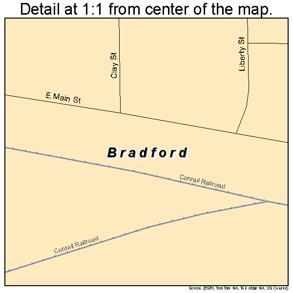 Bradford, Ohio road map detail