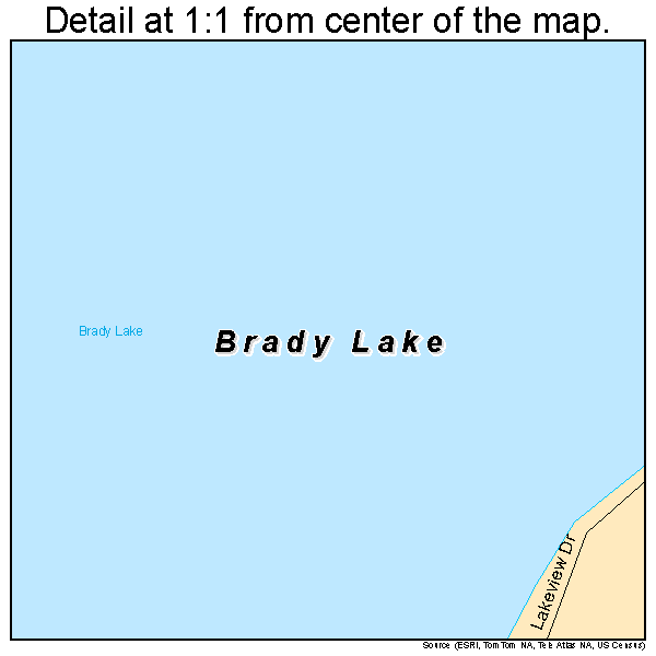 Brady Lake, Ohio road map detail