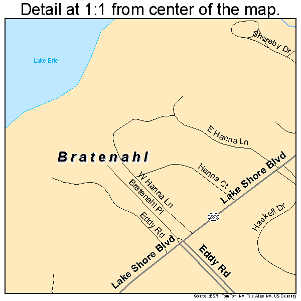Bratenahl, Ohio road map detail