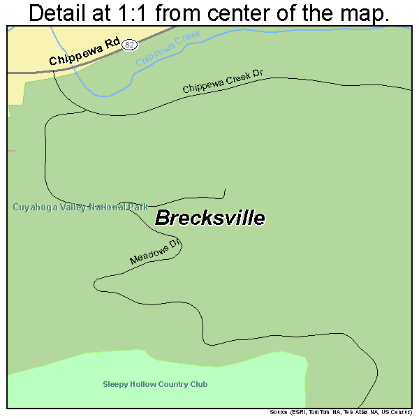 Brecksville, Ohio road map detail
