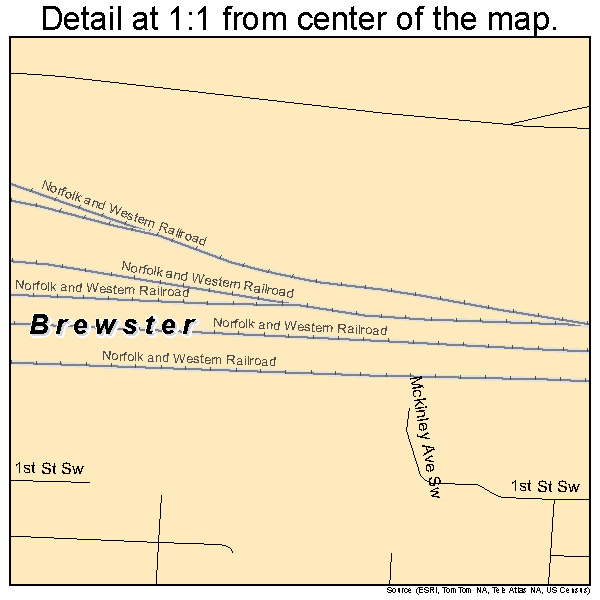 Brewster, Ohio road map detail