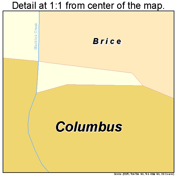 Brice, Ohio road map detail