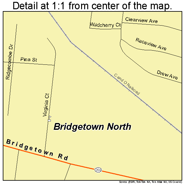 Bridgetown North, Ohio road map detail
