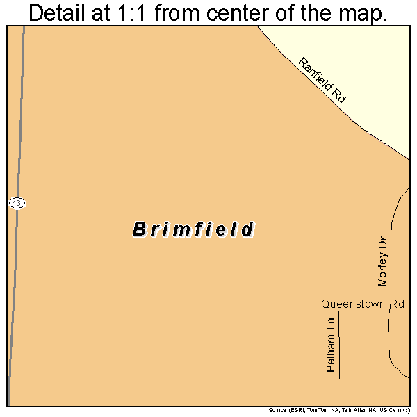 Brimfield, Ohio road map detail