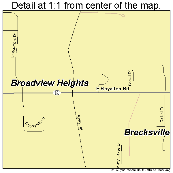 Broadview Heights, Ohio road map detail