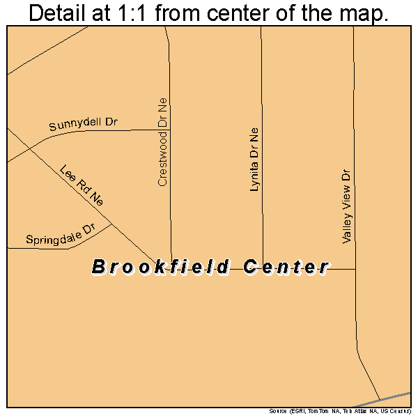 Brookfield Center, Ohio road map detail