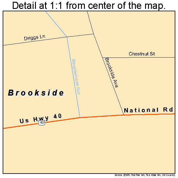 Brookside, Ohio road map detail