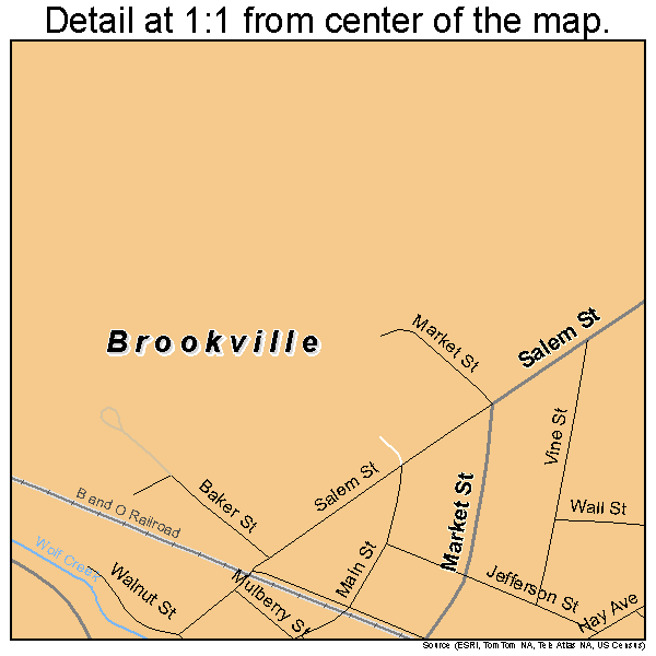 Brookville, Ohio road map detail