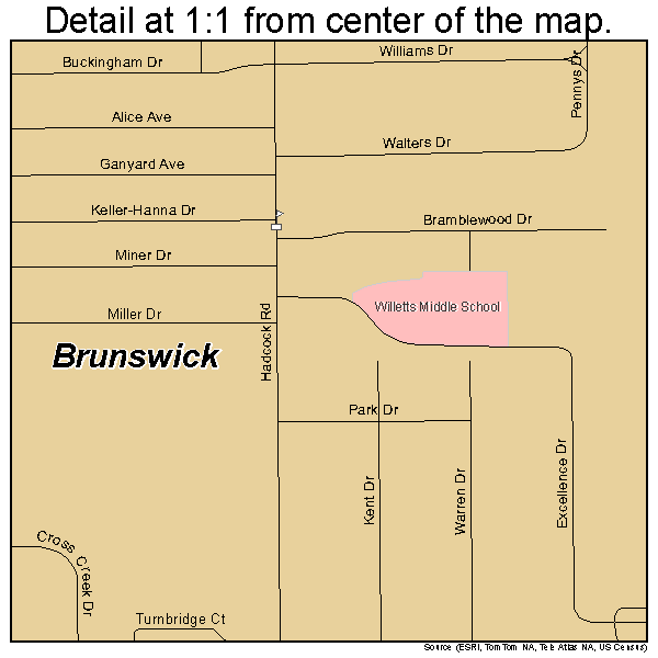 Brunswick, Ohio road map detail