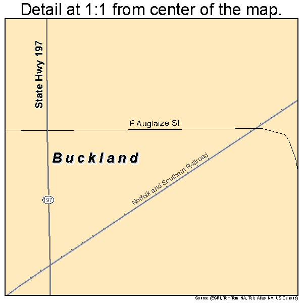 Buckland, Ohio road map detail