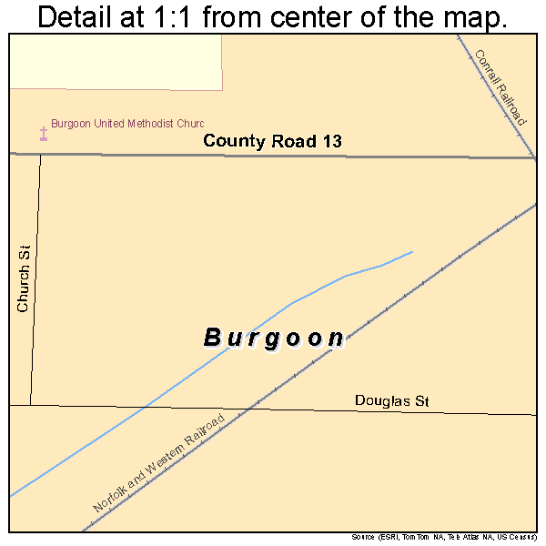 Burgoon, Ohio road map detail