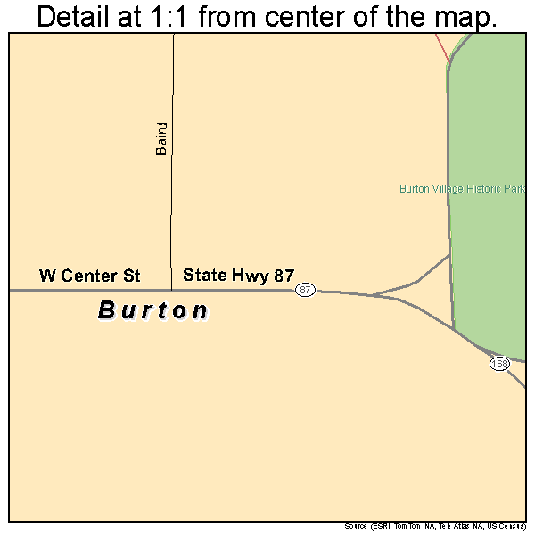 Burton, Ohio road map detail