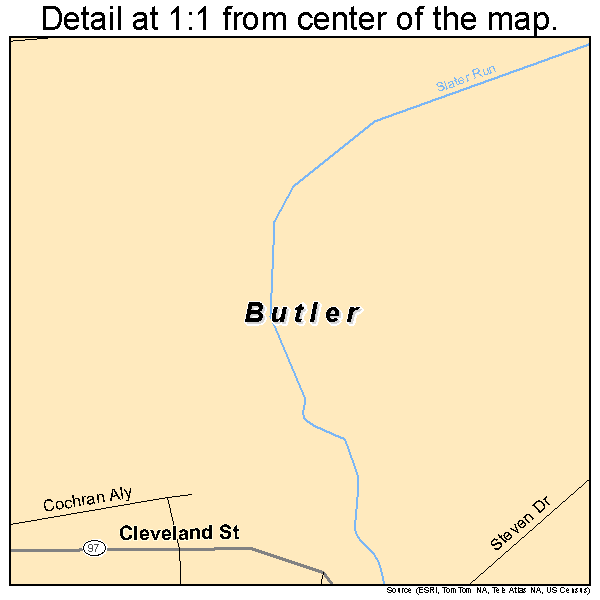 Butler, Ohio road map detail