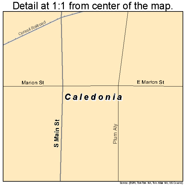 Caledonia, Ohio road map detail