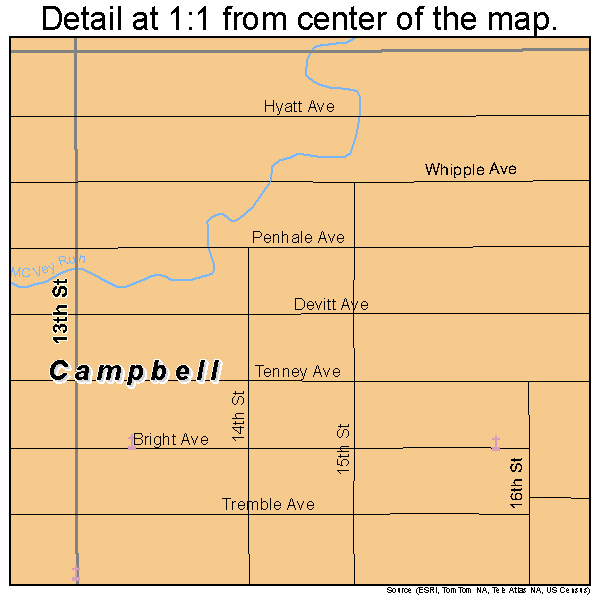 Campbell, Ohio road map detail