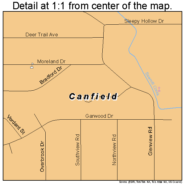 Canfield, Ohio road map detail