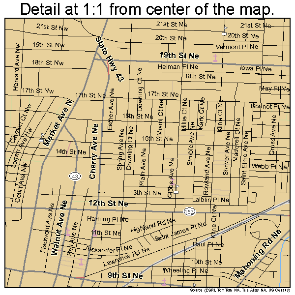 Canton, Ohio road map detail