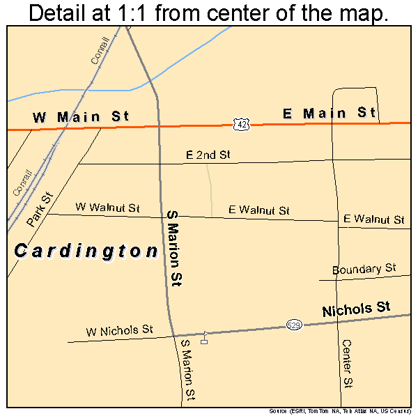 Cardington, Ohio road map detail