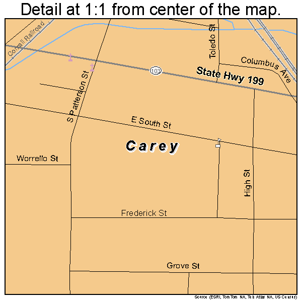 Carey, Ohio road map detail