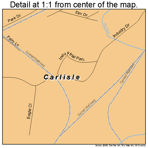 Carlisle, Ohio road map detail