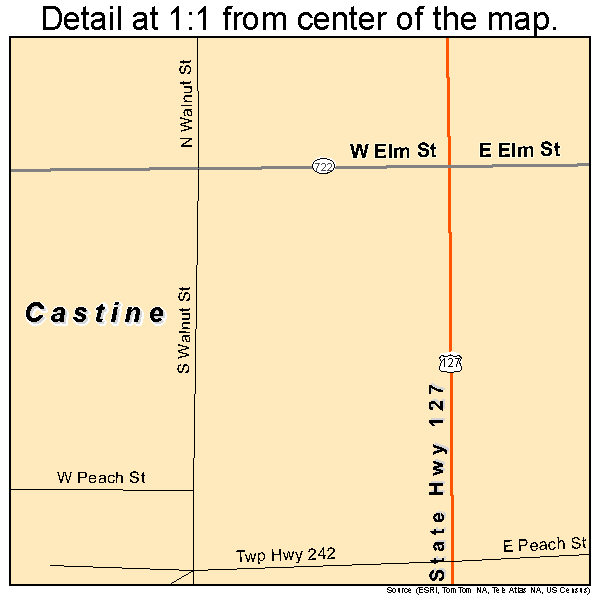 Castine, Ohio road map detail
