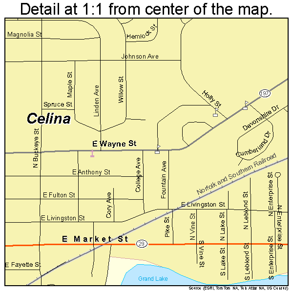 Celina, Ohio road map detail