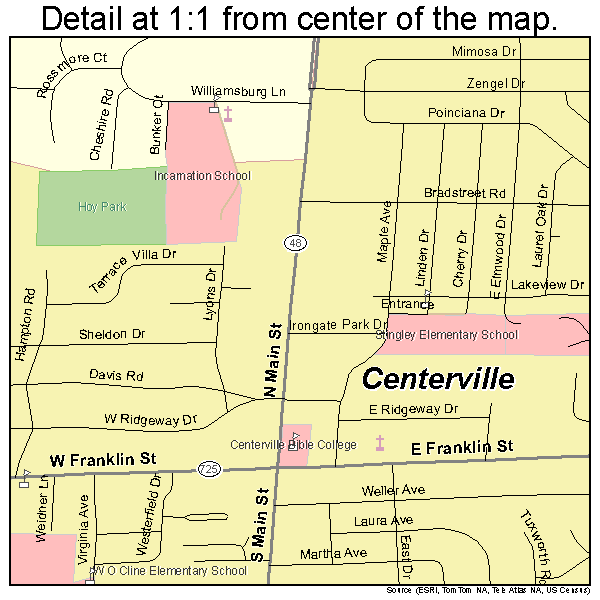 Centerville, Ohio road map detail