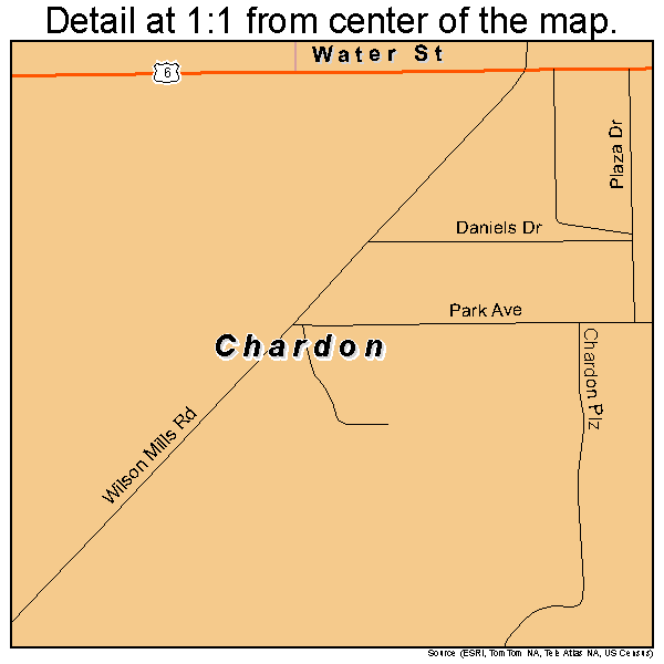 Chardon, Ohio road map detail