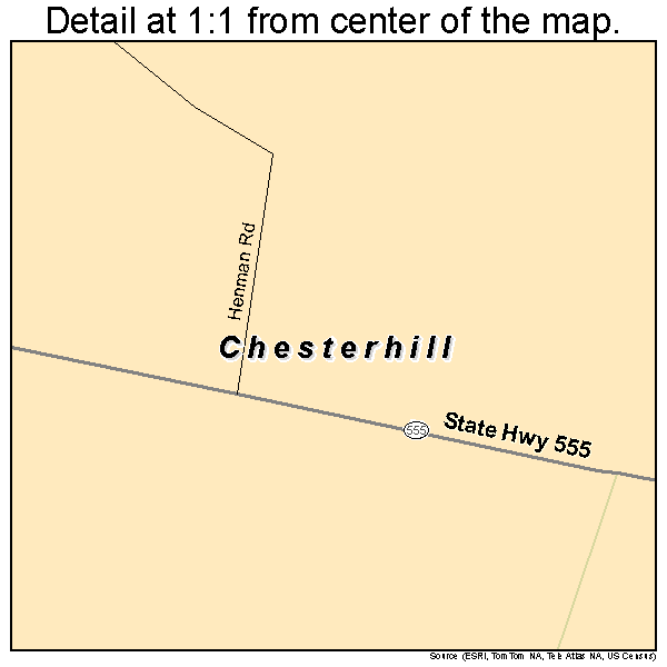 Chesterhill, Ohio road map detail