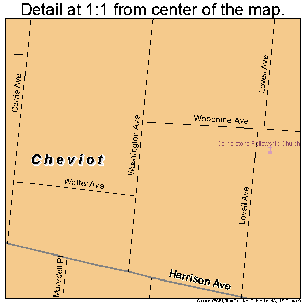 Cheviot, Ohio road map detail