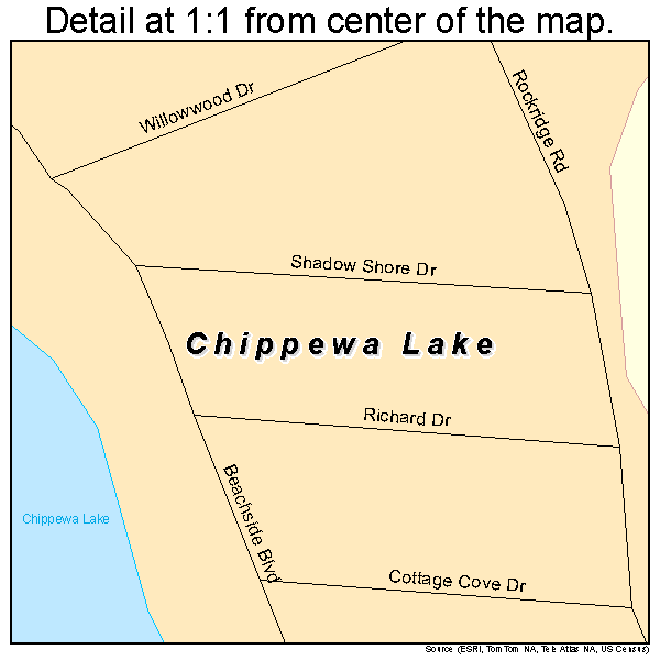 Chippewa Lake, Ohio road map detail
