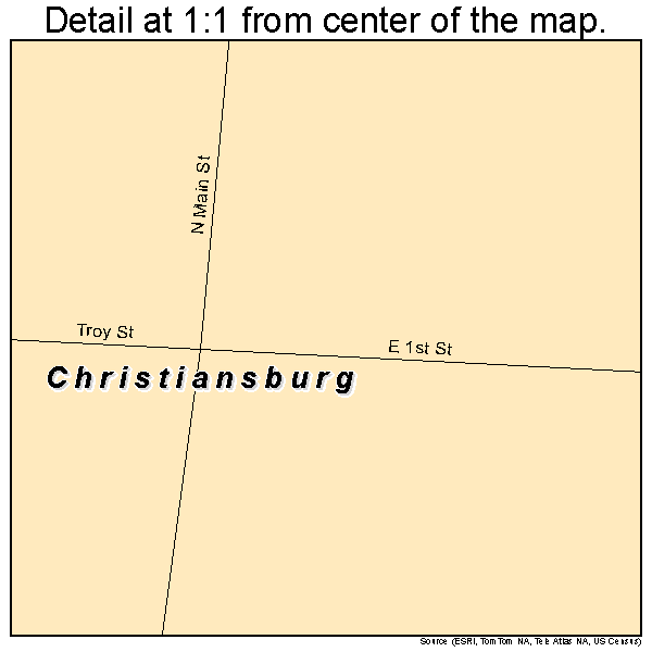 Christiansburg, Ohio road map detail