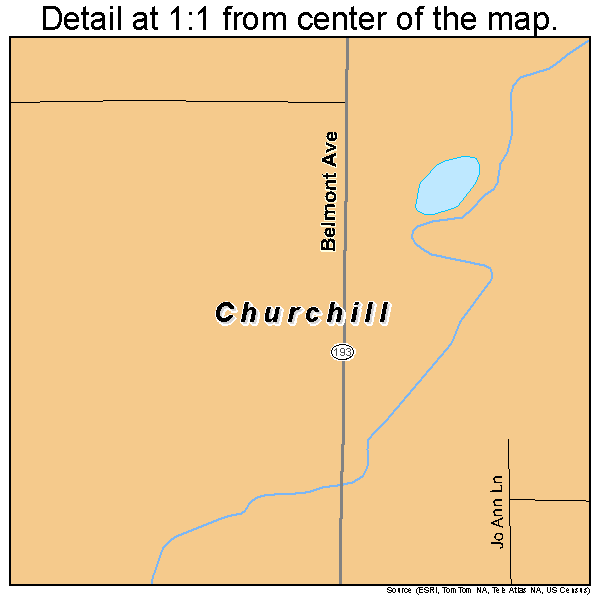 Churchill, Ohio road map detail