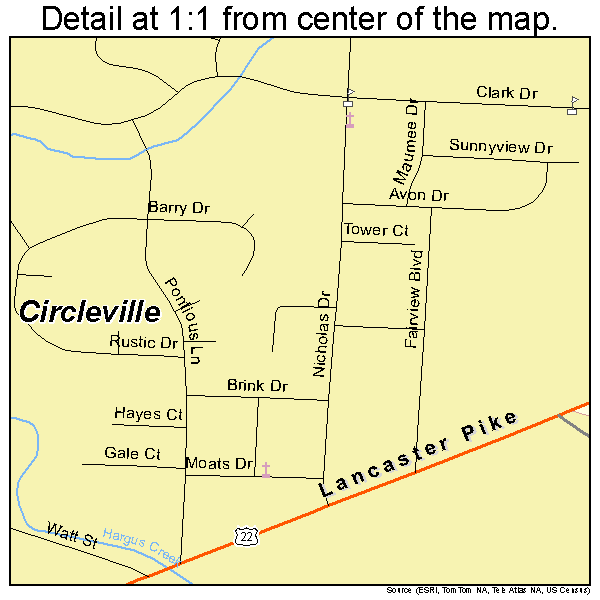 Circleville, Ohio road map detail