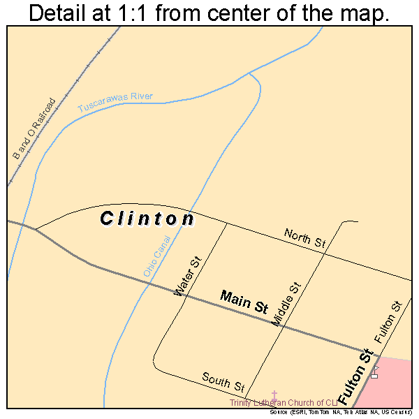 Clinton, Ohio road map detail