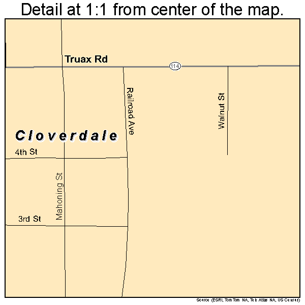 Cloverdale, Ohio road map detail