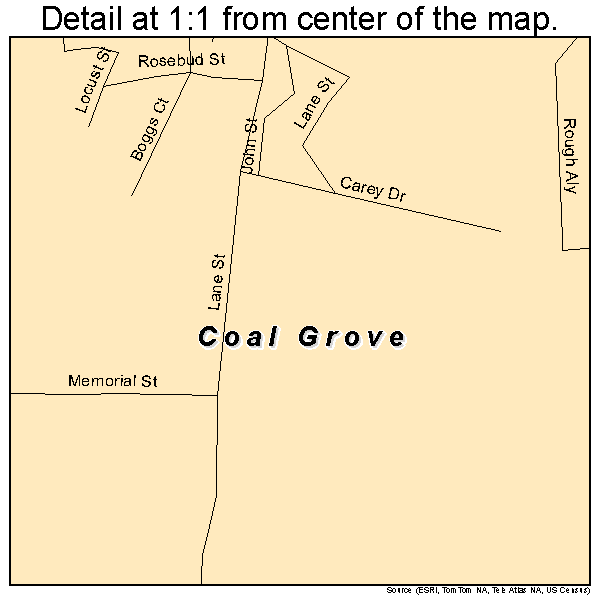 Coal Grove, Ohio road map detail