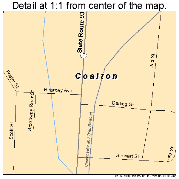 Coalton, Ohio road map detail