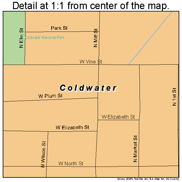 Coldwater, Ohio road map detail