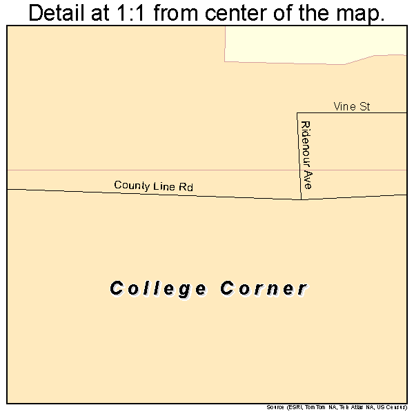 College Corner, Ohio road map detail