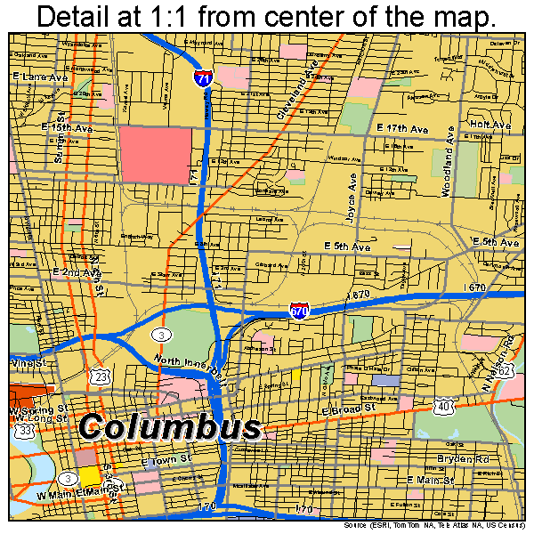 Columbus Ohio Map : Map 1900 To 1999 Ohio Franklin County Columbus