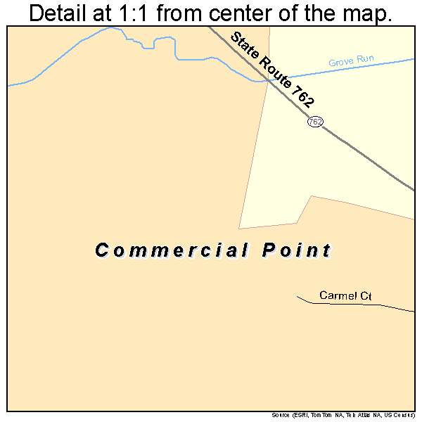 Commercial Point, Ohio road map detail