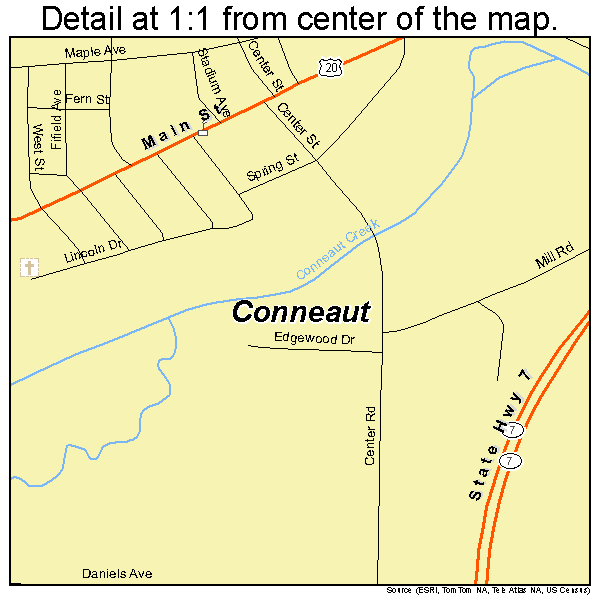 Conneaut, Ohio road map detail