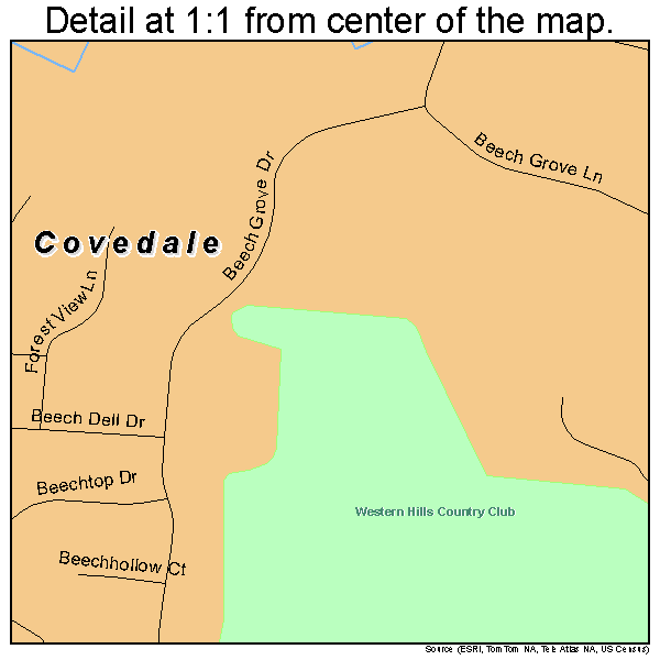 Covedale, Ohio road map detail