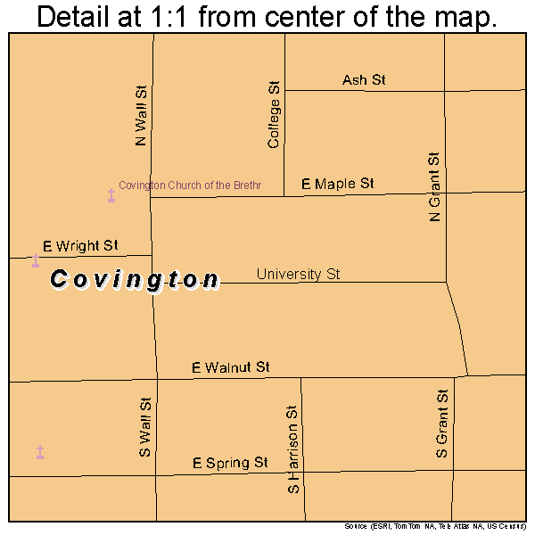 Covington, Ohio road map detail