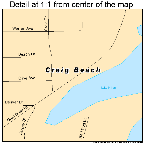 Craig Beach, Ohio road map detail