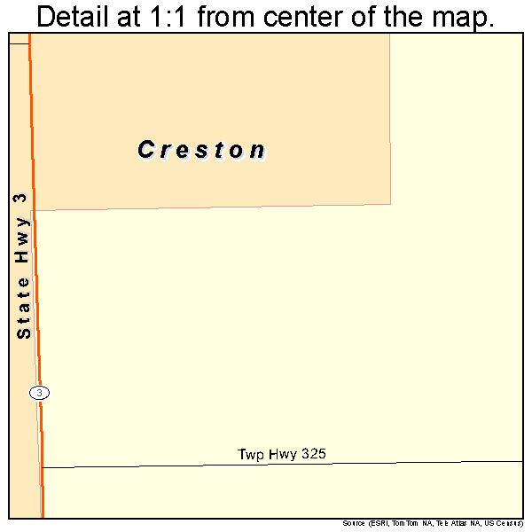 Creston, Ohio road map detail