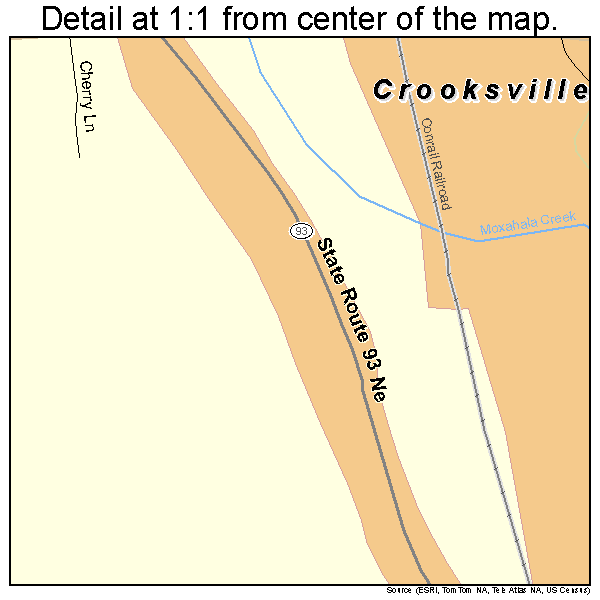 Crooksville, Ohio road map detail