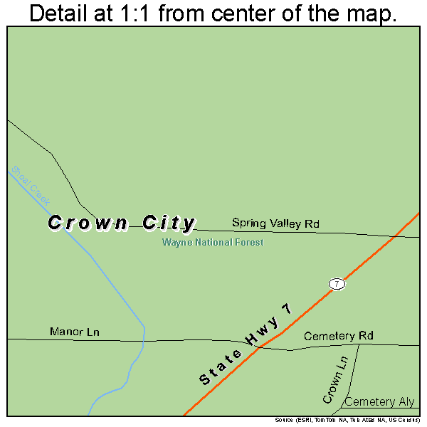 Crown City, Ohio road map detail