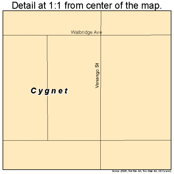 Cygnet, Ohio road map detail
